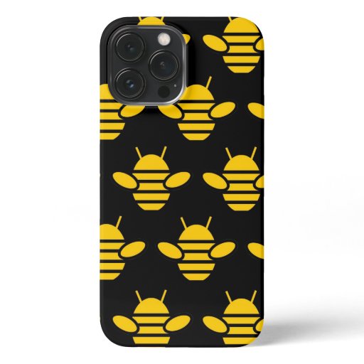 bee pattern on black background iPhone 13 pro max case