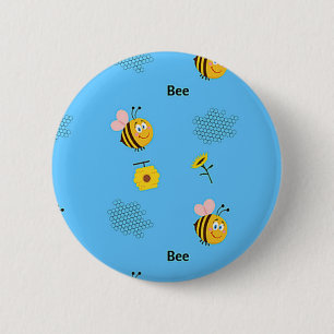 Bee pattern on blue button