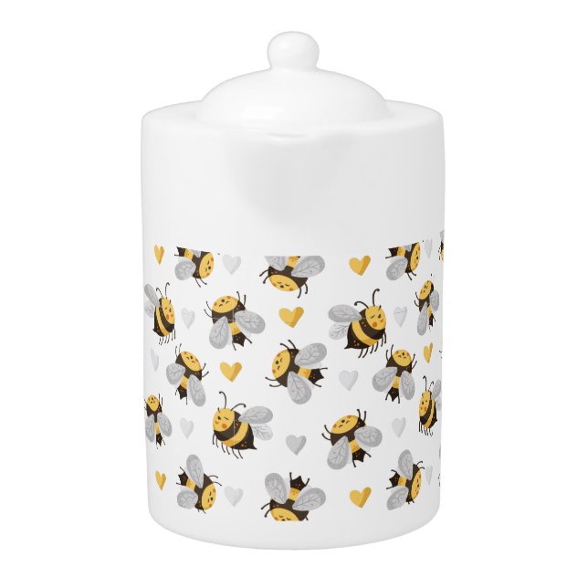 Bee Pattern Printed Teapot (Front)