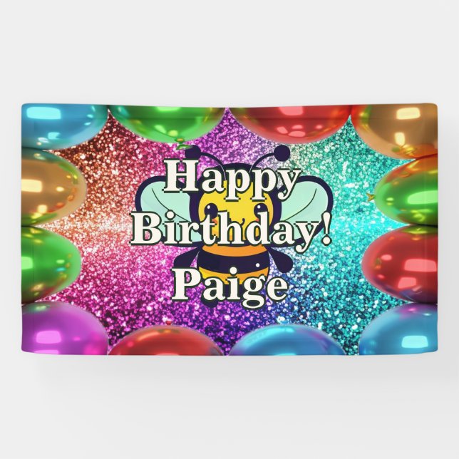 Bee Personalized character birthday banner (Horizontal)