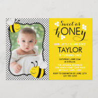 Bee Photo First Birthday Invitation