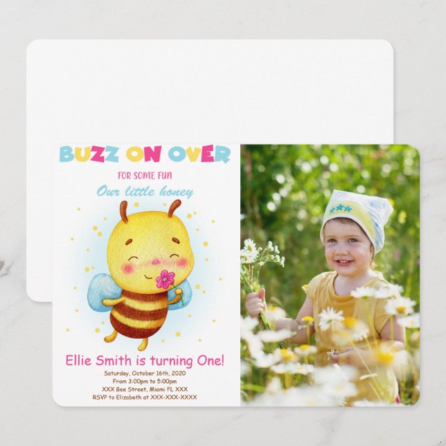 Bee Photo Invitation (Front/Back)