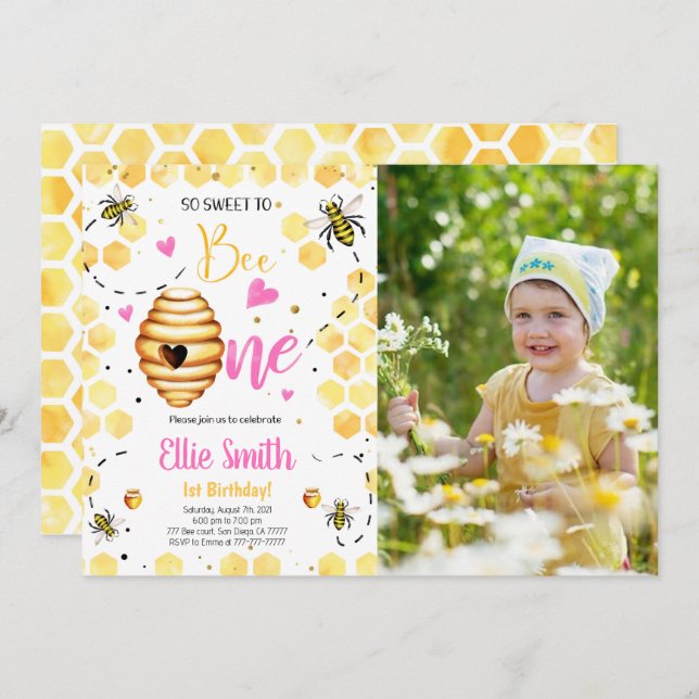 Bee Photo Invitation (Front/Back)