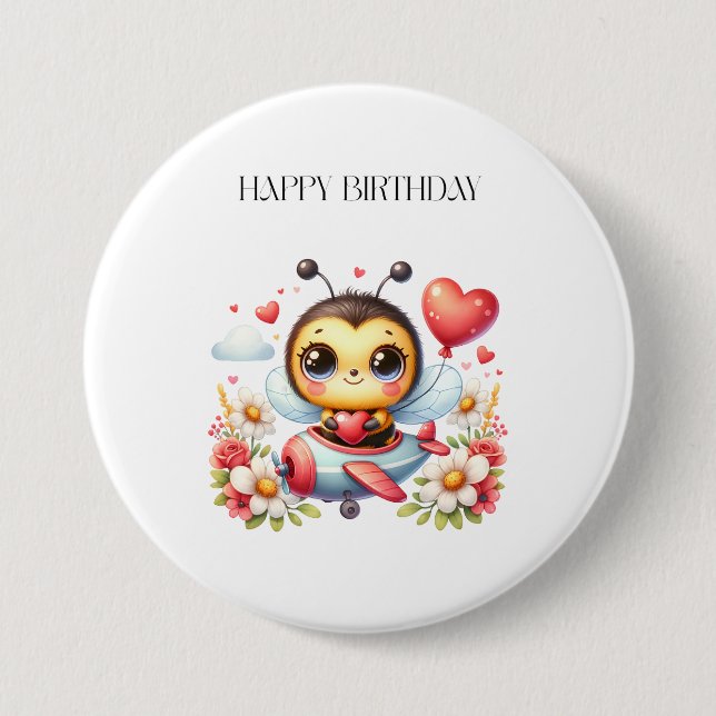 Bee Pilot Birthday Button (Front)