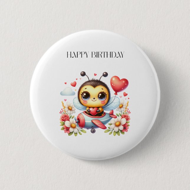 Bee Pilot Birthday Button (Front)