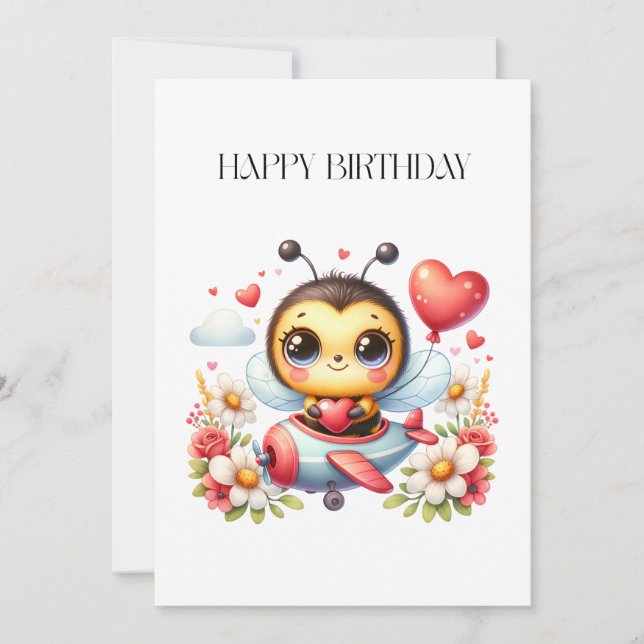 Bee Pilot Birthday Invitation (Front)