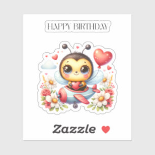 Bee Pilot Birthday Sticker