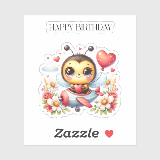 Bee Pilot Birthday Sticker (Sheet)