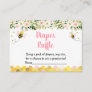 Bee Pink Gold Floral Baby Shower Diaper Raffle Enclosure Card