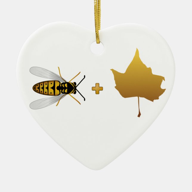 Bee plus a golden maple leaf = Bee + Leaf (Belief) Ceramic Ornament (Front)