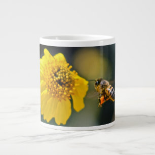 Bee Pollinating a Yellow Flower Giant Coffee Mug