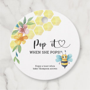Bee Pop it When she pops Favor Tags