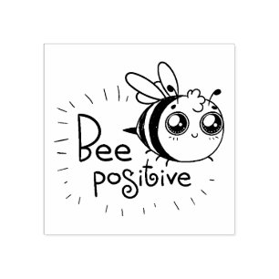 Bee Positive Bumblebee Wood Art Stamp