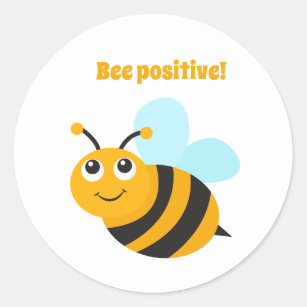 Bee positive   classic round sticker