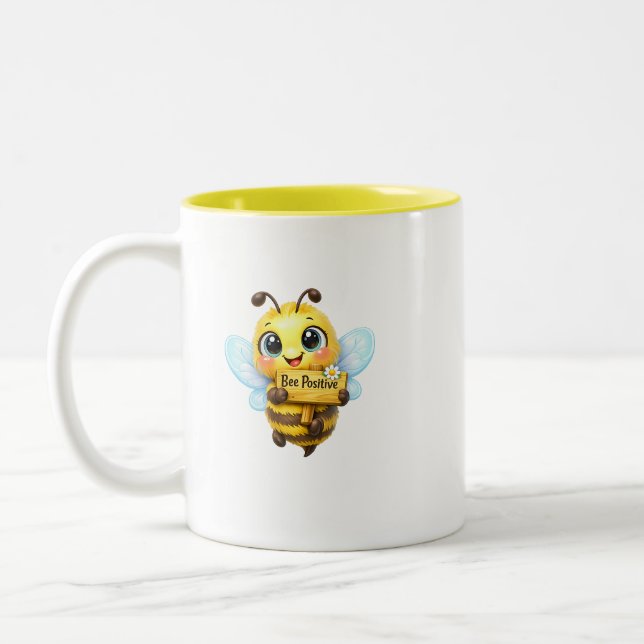 Bee Positive – Cute Motivational Bee Mug (Left)