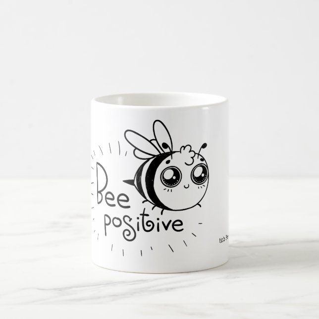 Bee Positive Funny Cartoon Coffee Mug (Center)