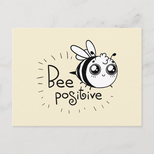 Bee Positive Funny Cartoon Postcard (Front)