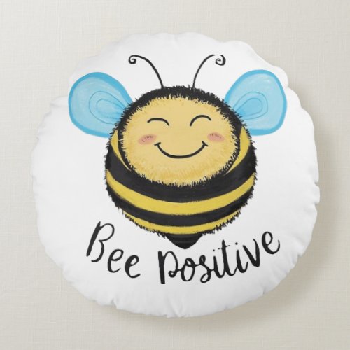 Bee Positive Round Pillow