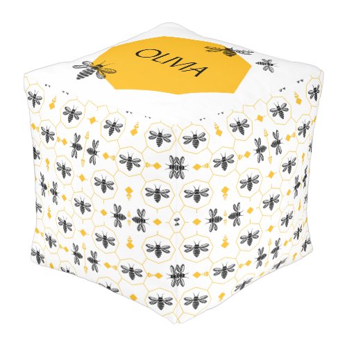 Bee Pouf Floor Name Pillow for Kids Playroom