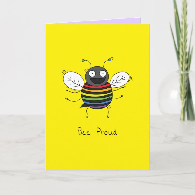 Bee Proud Gay Pride LGBTQ Bee Card (Front)