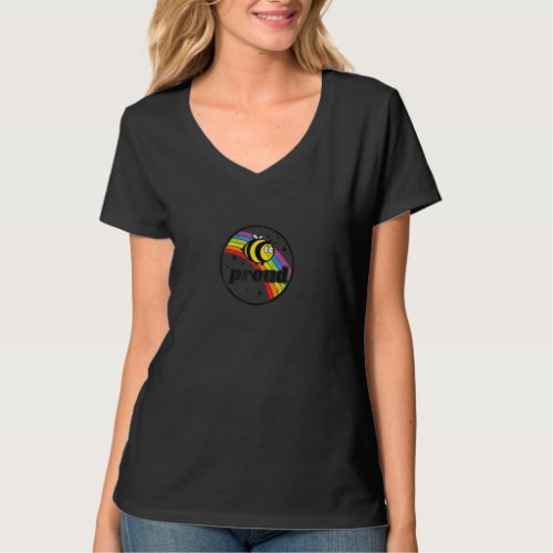 Bee Proud Gay Pride Rainbow Flag Lesbian Equality  T_Shirt