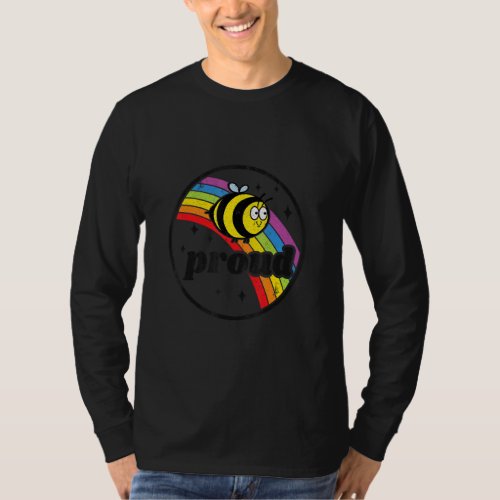 Bee Proud Gay Pride Rainbow Flag Lesbian Equality  T_Shirt