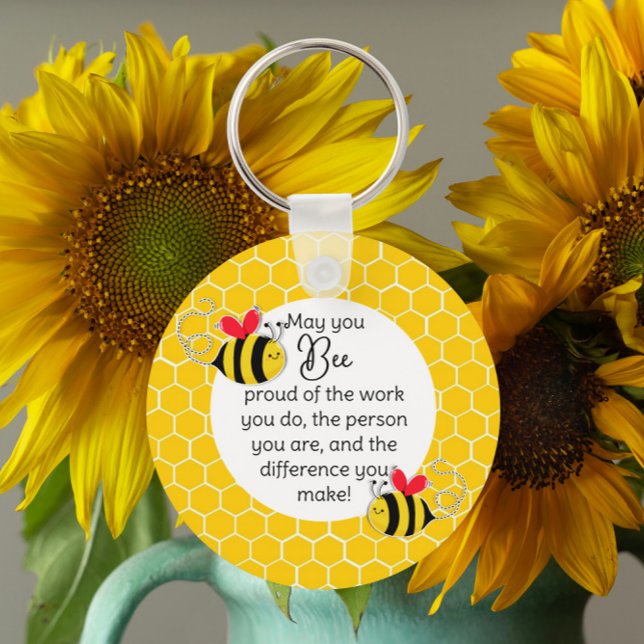 Bee Proud Teacher Appreciation gift Keychain (Creator Uploaded)