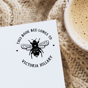 Bee Pun Book Stamp by tiffjamaica at Zazzle