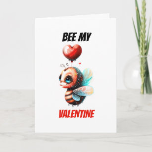 Bee puns   Bee my Valentine cute honey bee pun Holiday Card