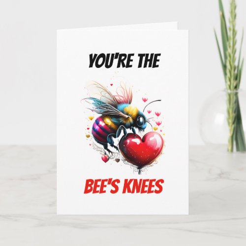 Bee puns  Youre the bees knees cute heart flirt Holiday Card