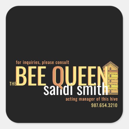 Bee Queen Beekeepers Business Contact Card Square Sticker