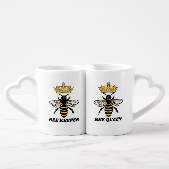 "BEE Queen & Keeper" couple beekeepers gift  Coffee Mug Set (Front Nesting)