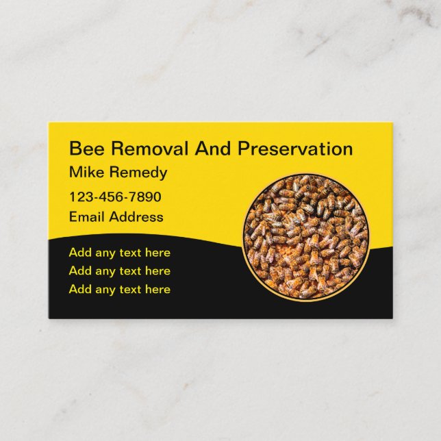 Bee Removal Service And Keeper Business Card (Front)