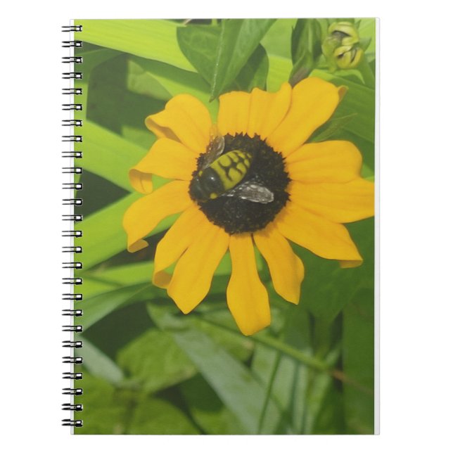 Bee Resting in a Flower Photo Notebook  (Front)