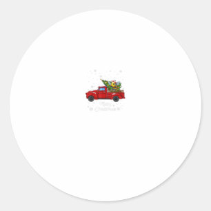 Bee Riding Red Truck Merry Christmas X-as Ugly Classic Round Sticker