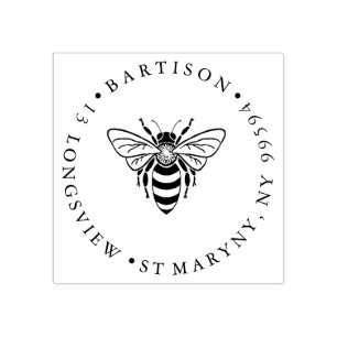 BEE ROUND RETURN ADDRESS  RUBBER STAMP