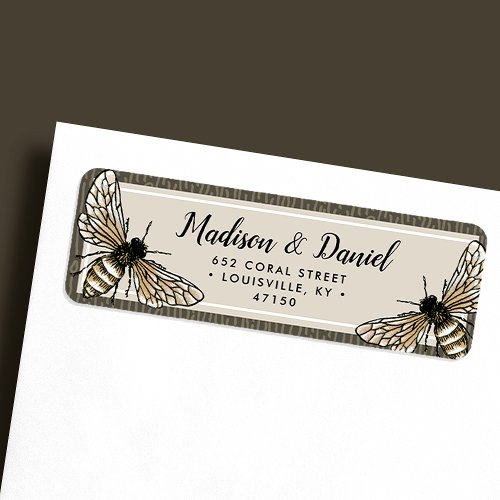 Bee Rustic Umber Elegant Vintage Label