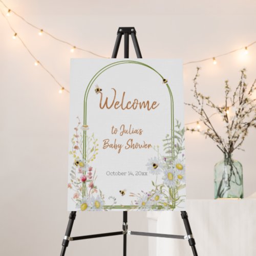 Bee Rustic Wildflower Baby Shower Welcome Sign
