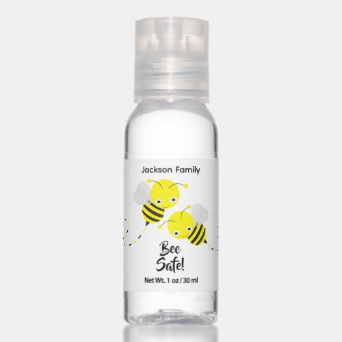 Bee Safe Cute Bumble Bee Personalized Hand Sanitizer