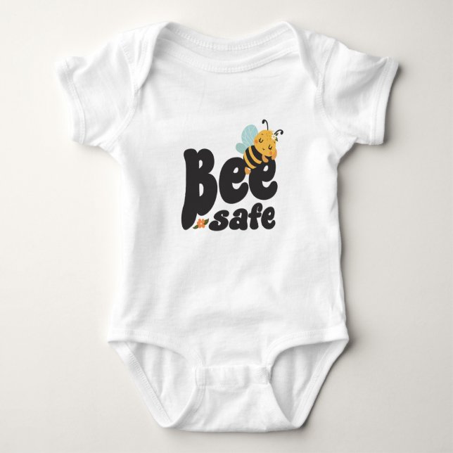 Bee safe Cute sleeping Bumblebee design Baby Bodysuit (Front)