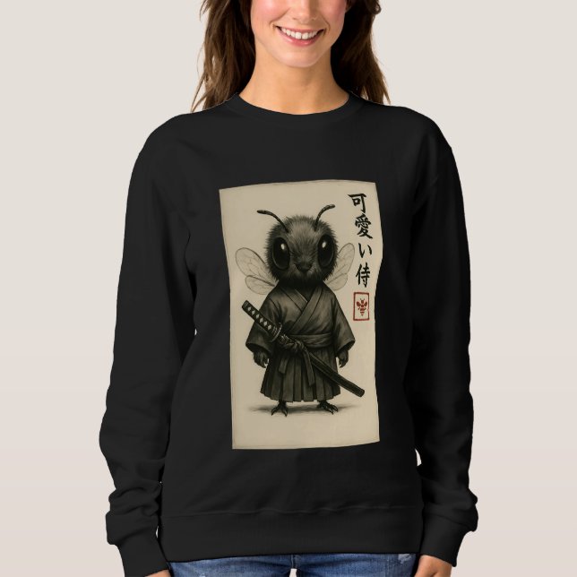 Bee Samurai Ink Art Sumi-e Style Novelty Kawaii Wo Sweatshirt (Front)