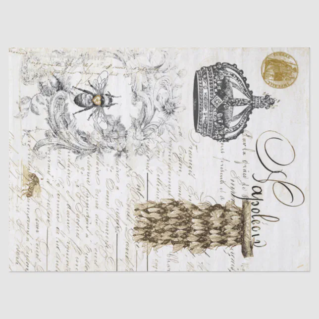 Bee Script Decoupage Tissue Paper | Zazzle