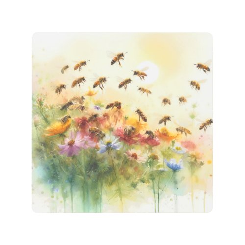 Bee Serenade REF265 _ Watercolor Metal Print