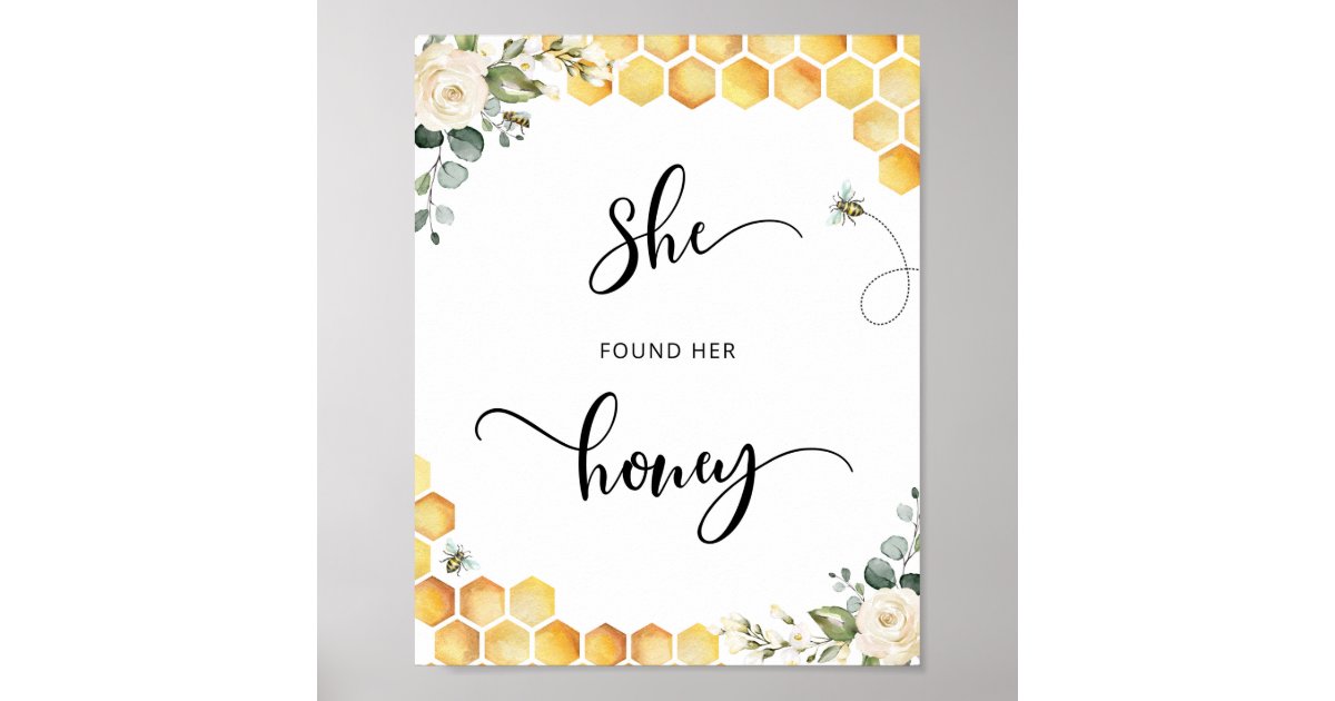Bee she found her honey bridal shower poster | Zazzle