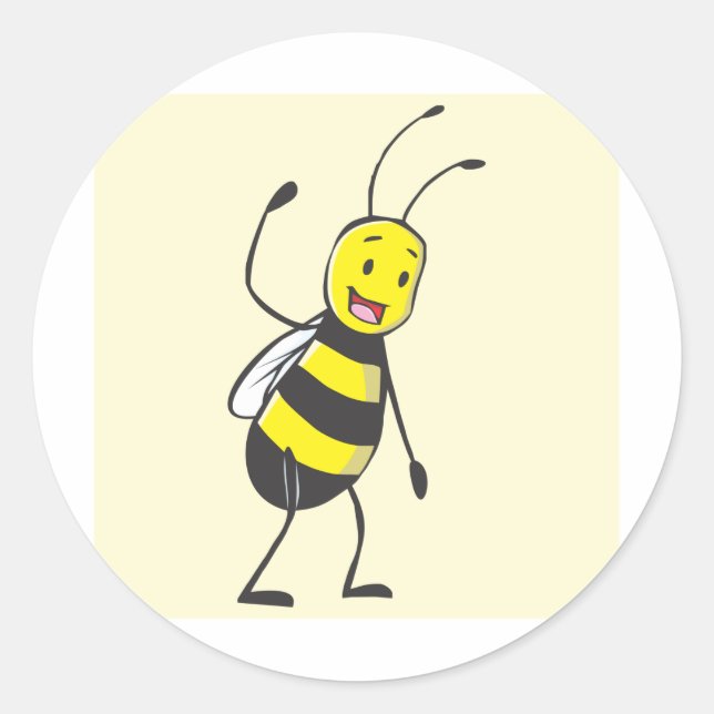 Bee Shirt | Custom Bee Waving Hand Come Classic Round Sticker (Front)