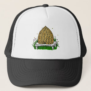 bee skep color trucker hat