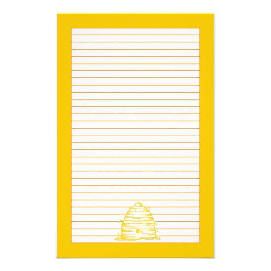 Bee Skep Letter Writing Yellow Lined Stationery