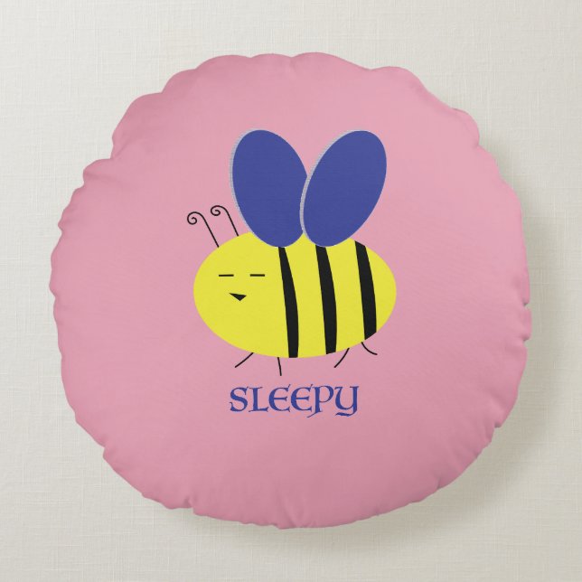 Bee Sleepy Round Pillow (Front)