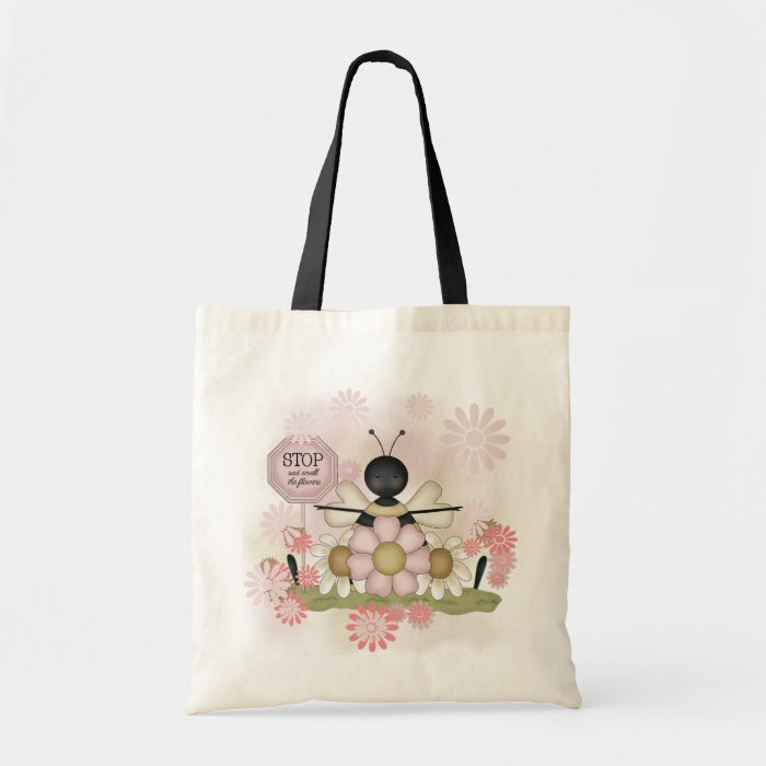 Bee Smell the Flowers Tshirts and Gifts Canvas Bags