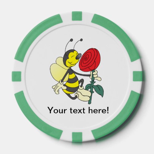 Bee smelling a rose cartoon poker chips